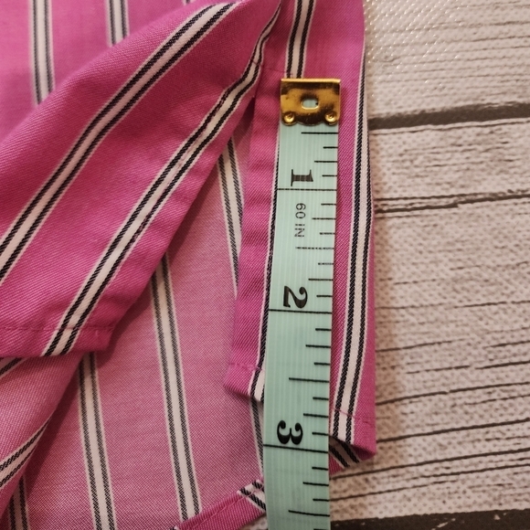 FOXCROFT Button Front Pink White Blue Striped Collard Shirt Wrinkle Resisted Sz8 - Picture 7 of 16